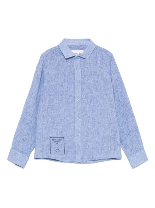 Camicia in misto lino blu TRUSSARDI JEANS | TBP25101CA/HBAZURE_DUST
